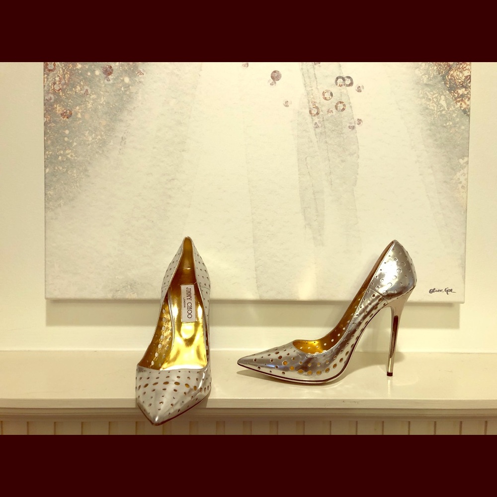 Fabulous Jimmy Choo Silver Stilettos Sz 39.5 (for sale)